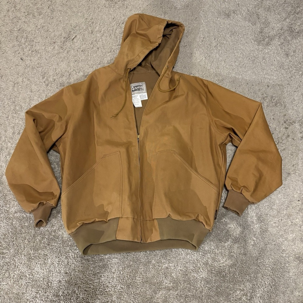 Walls Workwear Hooded Vintage Jacket Mens Brown Duck Canvas Thermal Lined XL